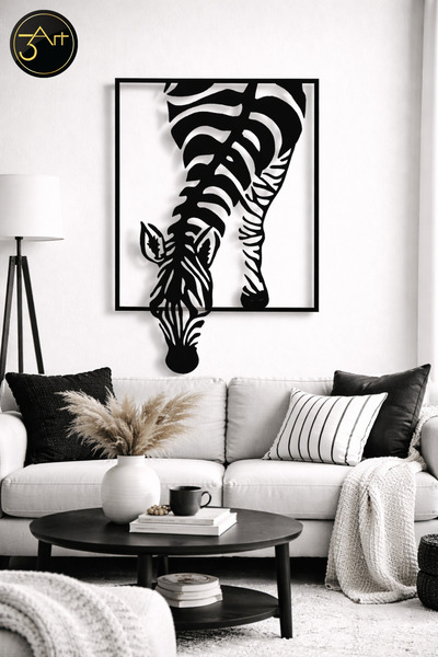 3art Metal Modern Zebra Duvar Tablosu - Dekoratif Tablo - Salon & Ofis Duvar ...