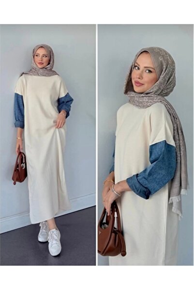 GÜZELLER Sleeves Denim Knitwear Dress