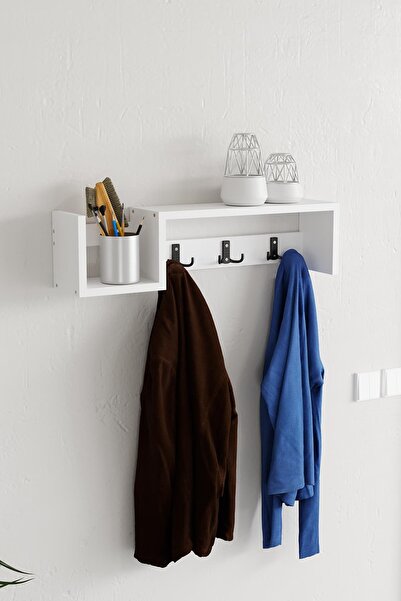 Hofga Zilkale Portmanto Duvar Askılığı Elbise Askılığı Beyaz