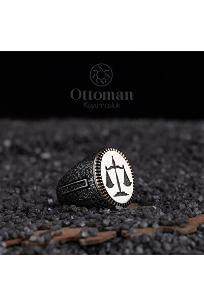 DESİGN OTTOMAN KUYUMCULUK Adalet Terazisi Model Gümüş Erkek Yüzük
