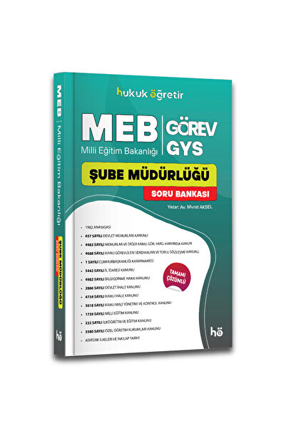 hukuk öğretir MEB Görev GYS 2026 – MEB Şube Müdürlüğü Görevde Yükselme Soru Bankası (TAMAMI ÇÖZÜMLÜ)