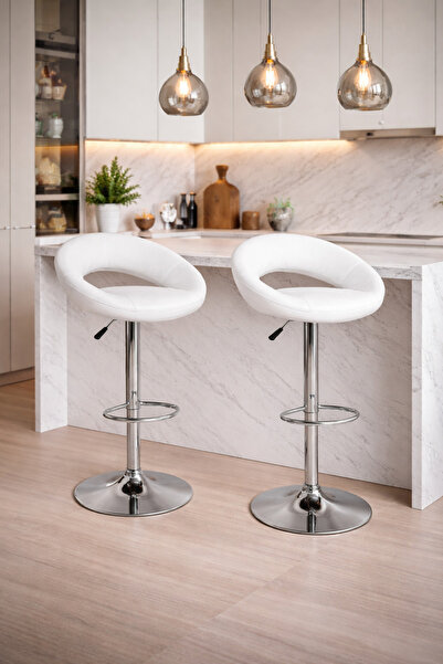 SADANHOME Adjustable piston bar stool with footrest - Modern swivel chair