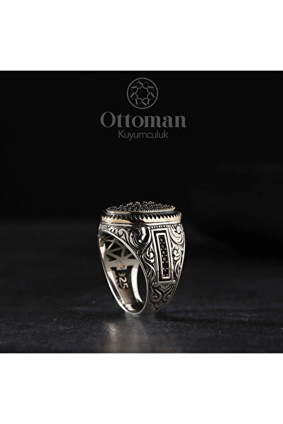 Oval Taşlı Gümüş Erkek Yüzük