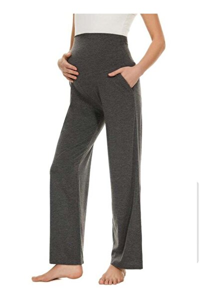 Generic Women's Maternity Wide/Straight Versatile Comfy Lounge Pants Stretch Pregnancy Trousers with Pockets