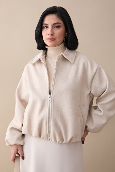 InStyle Κοντό μπουφάν Cashmere Bomber σε μπεζ χρώμα