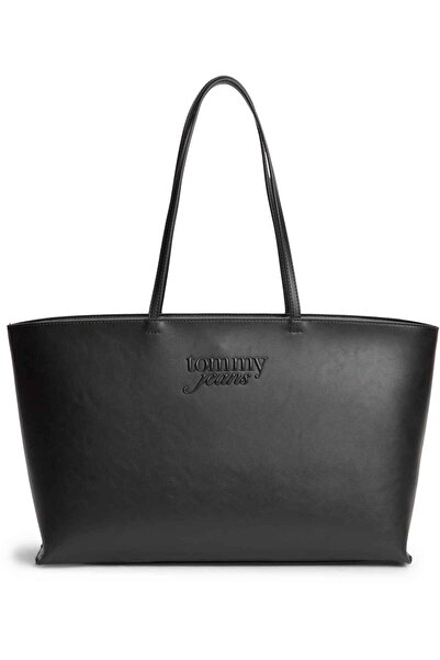Tommy Hilfiger Kadın Marka Logolu Günlük Kullanıma Uygun Siyah El Çantası AW0...