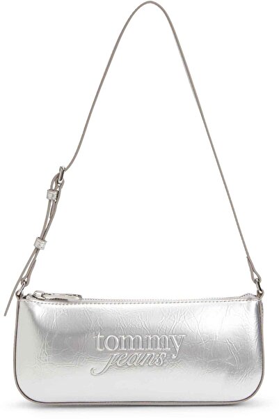Tommy Hilfiger Women's Brand Logo Silver Shoulder Bag Suitable for Daily Use ...