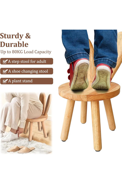 lifeeasy Solid Wood Baby Room Chair with Bunny Ear Backrest for Toddlers