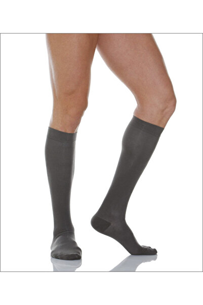 RELAXSAN Compression stockings 820, cotton, knee-length, unisex, medium compression 18-22 mmHg, Grey, 5