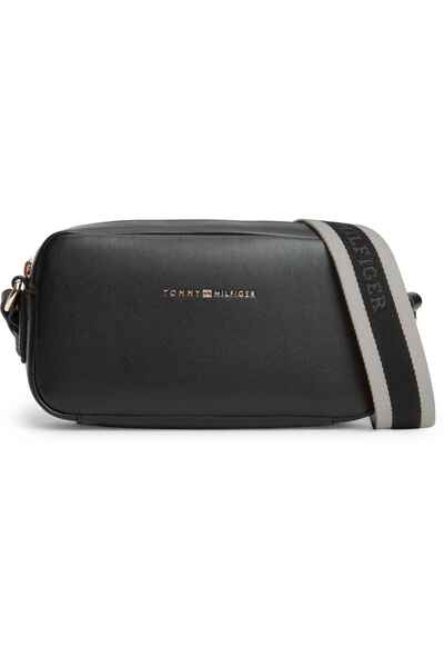 Tommy Hilfiger Γυναικεία μαύρη τσάντα ώμου με λογότυπο μάρκας, κατάλληλη για ...