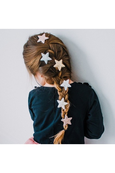 NEHİRDEN 5 Adet Büyük Boy Parlak Simli Yıldız Toka