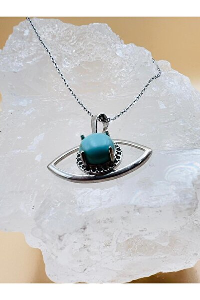 GÜMÜŞTEL EL SANATLARI Certified Turquoise Natural Stone Eye-Themed Necklace