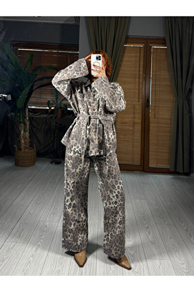 Bak'ap Premium Leopard Denim Jacket-Pants 2-Piece Set