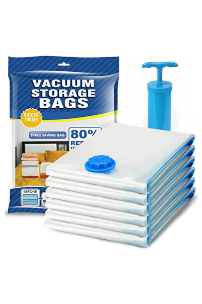 Arabest 6 Pack Vacuum Storage Bags, 50x70CM, With Hand-Pump, Long-term Storage,Bag Package for Bedding