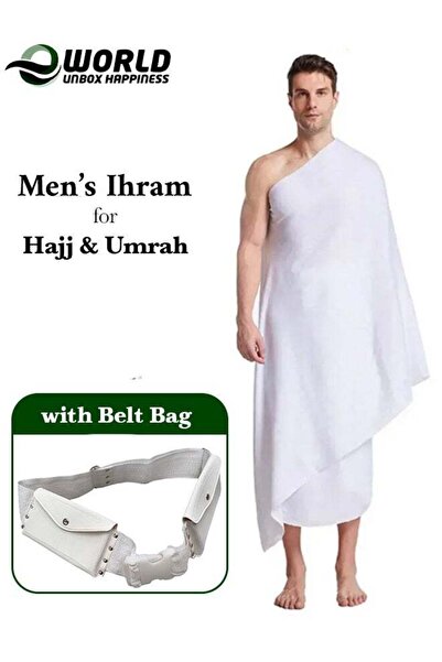 Mosh Eworld Ihram Towel with Belt Bag – 2-Piece Islamic Men's Towel Set