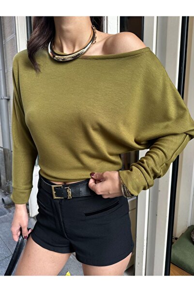 R-Style Modal Kumaş Kayık Yaka Bluz