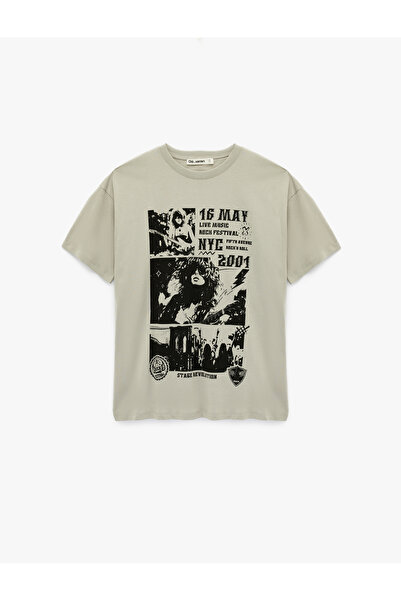 Koton Comfortable Fit Short Sleeve Crew Neck Cotton Printed T-Shirt