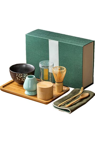 Arabest 8 Piece Matcha Whisk Set ,all Natural Bamboo Handmade,for Matcha Tea Lover,Cherry Blossom