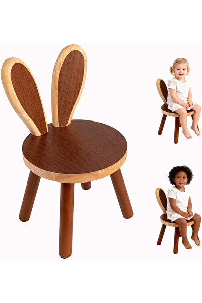 Generic Natural Wood Children's Stool with Rabbit Ears, Perfect for Playing, ...