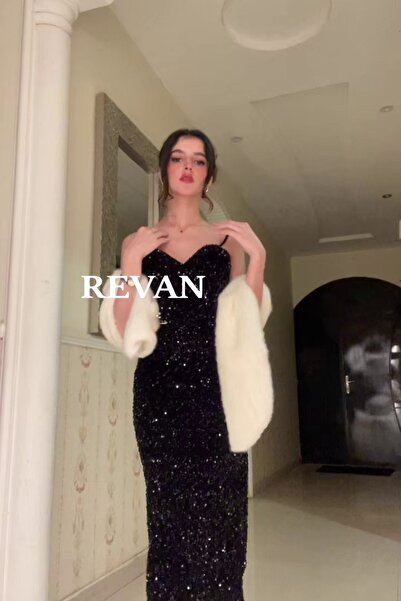 revan فستان سهرة ضيق ترتر بدون شال من ريڤــان
