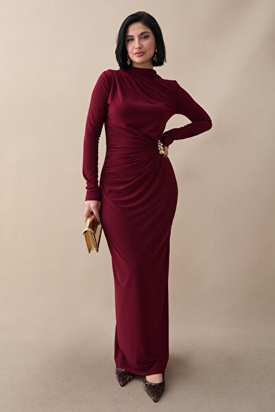 InStyle فستان بورجوندي ساندي برباط جانبي