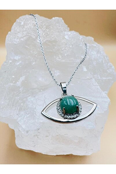 GÜMÜŞTEL EL SANATLARI Certified Aventurine Natural Stone Eye-Themed Necklace