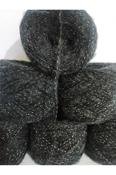 İPEK YÜN İPLİK DÜNYASI Angora Knitting Yarn (Black,Dark Grey) Silver Glitter Mix on Black 1000Gr