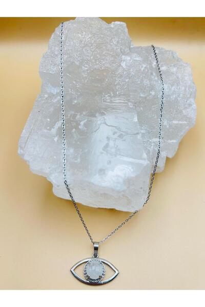 GÜMÜŞTEL EL SANATLARI Certified Crystal Quartz Natural Stone Eye Themed Necklace
