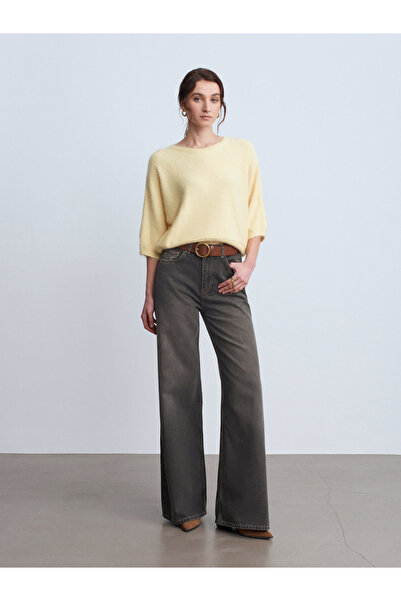 Dilvin 72112 100% Cotton Wide Leg Jean-Brown