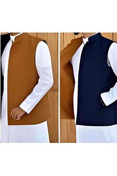 Generic Luxurious men's winter vest, double-sided, with a traditional Sadu design, made from high-quality, luxurious fabric.