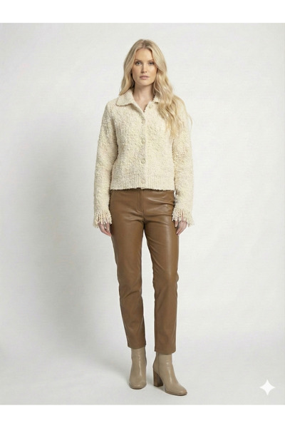 ribana Women's Regular Fit Basic Soft Textured Plain Knit Cardigan