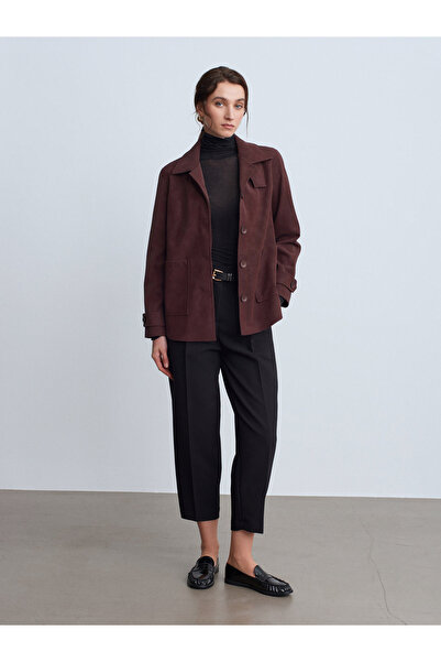 Dilvin 60778 Süet Ceket-Bordo