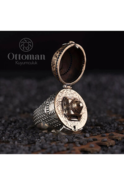 DESİGN OTTOMAN KUYUMCULUK Fatih Sultan Mehmet Han Miğferi Gümüş Erkek Yüzük