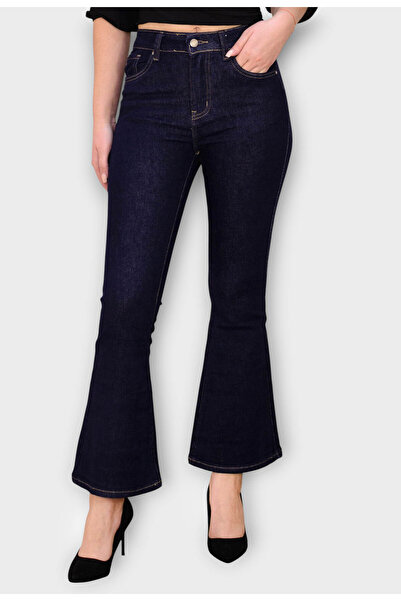 Elis Fashion High Waisted Flared Navy Jeans