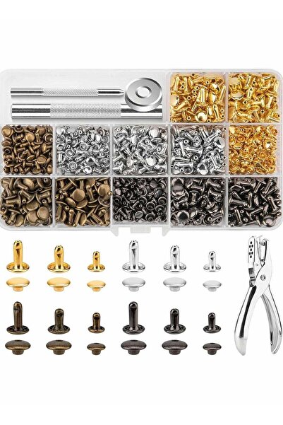 Generic 480 Sets Rivets for Leather, Leather Rivet Kit, 4 Colors 3 Sizes