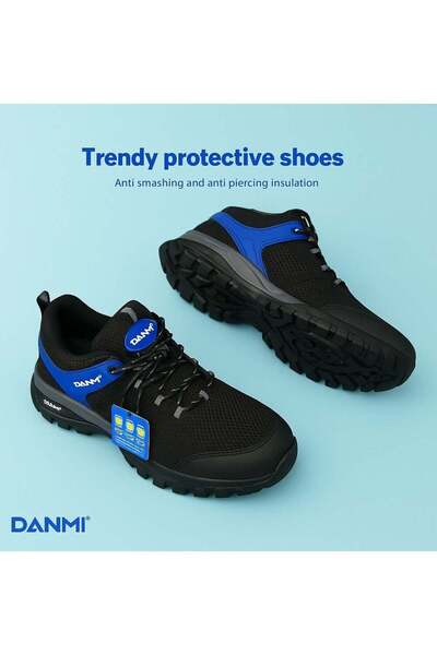 DANMI Men's Safety Shoes with Steel Toe - Slip and Puncture Resistant, Breathable Honeycomb Lining,