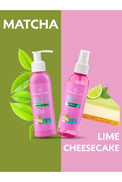 ASHLEY JOY Lime Cheesecake Matcha Saç Parfümü + Niacinamide İçeren Vücut Losyonu, Vücut Bakım Seti