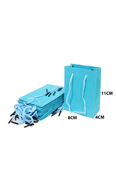 Generic 12 pieces of paper gift bags, sky blue color, dimensions 8x4x