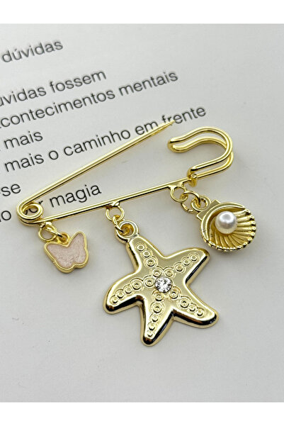 roshel Deniz Yıldızı Temalı Broş İskoç İğnesi Yaka İğnesi Charmlı İğne Çengel...