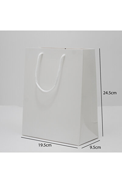 Generic 12 pieces of white paper bags, dimensions 9×19×24 cm