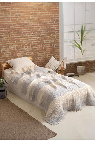 Peshtemalsan MÜSLİN TEK KİŞİLİK 9 KAT %100 PAMUK YORGAN DORA AÇIK GRİ