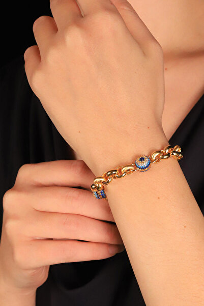 GÜLENLER ALTIN 22 Ayar Altın Nazar Göz Boncuk Bileklik