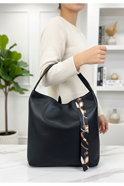 ÇANTA Black Classic Scarf Hand and Shoulder Bag