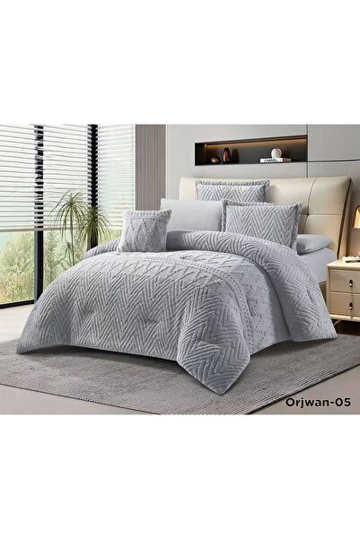 ALMIAAD Double winter bedspread in purple with a modern and geometric design, 230 x 250