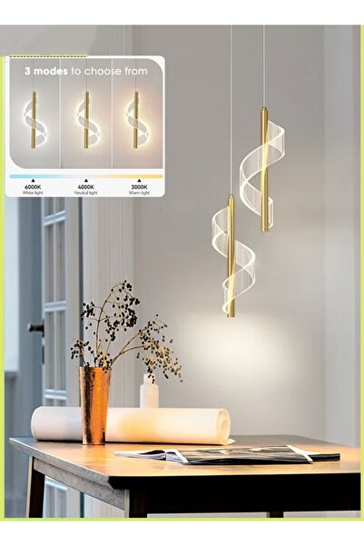 Generic Chandelier 3 Colors Led Pendant Light Indoor Lighting Hanging Lamp Long Line Modern Chandelier