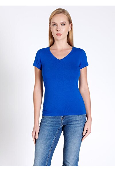 Belinay 0984 V yaka Kısa Kollu Kadın T-shirt