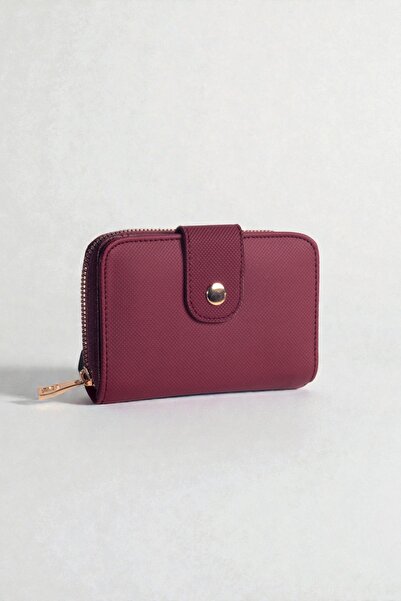 dericom Claret Red Zippered and Snap Fastened Women's Wallet – Multi-Compartm...