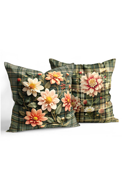 CANİLA Floral Patterned Digital Printed Single-Sided Soft Throw Pillow Cover ...
