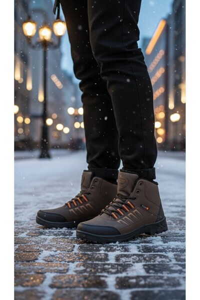 Efex Men's Fur Lined Non-Slip Sole Zippered Lace-Up Winter Boots