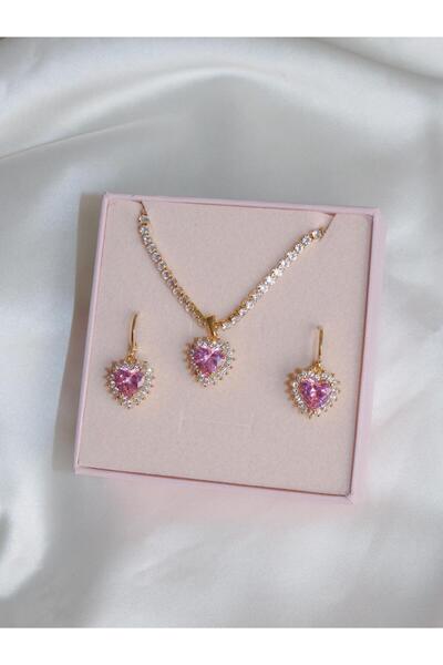 Reorah Collection Royal Heart Choker Necklace and Earring Set - Gold Color